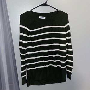 Dark green and white striped sweater